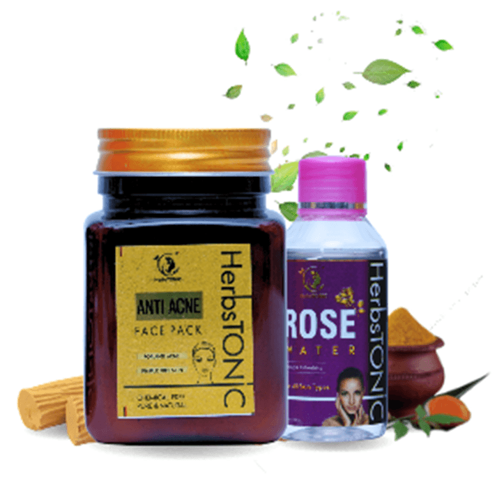 Herbstonic Anti-Acne Dry Face Pack Plus Rose Water (100gm & 100ml)