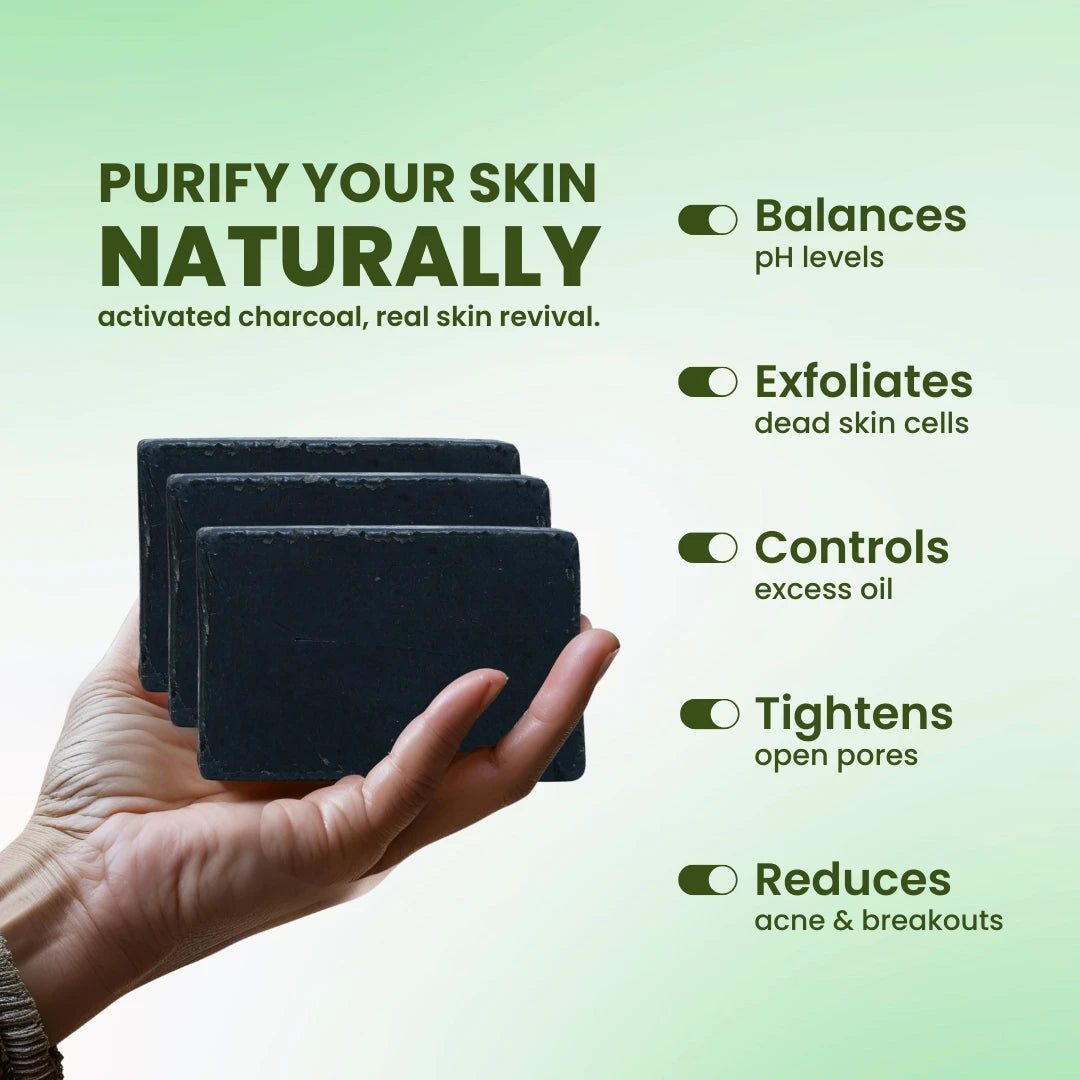 Herbstonic Charcoal Soap- Pack of 3(100gram each)