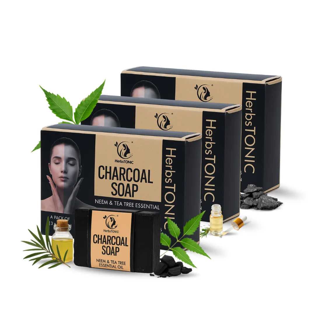 Herbstonic Charcoal Soap- Pack of 3(100gram each)