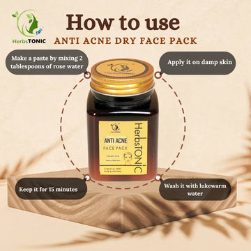 Herbstonic anti acne dry face pack for natural and glowing skin. Natural skin care products.