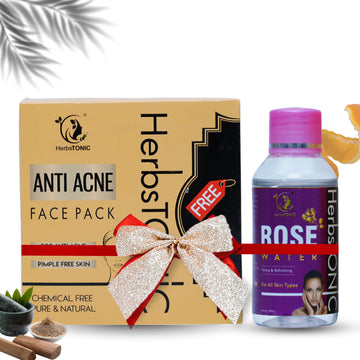 Herbstonic Anti-Acne Dry Face Pack Plus Rose Water (200gm & 100ml)