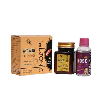 herbstonic skin care combo. Anti acne face pack for glowing skin with rose water for refreshing skin.