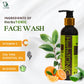 In this image, ingredients are explained of tea tree face wash by natural skin care brand Herbstonic.