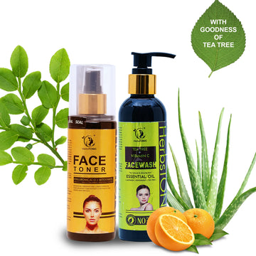 In this image, best natural skincare products in india by herbstonic is shown. A combo of a face toner and a face wash.