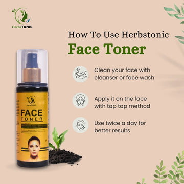 An image of instructions on how to use herbstonic natural skin care product face toner.