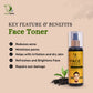 An image explaining the key features and benifits of Herbstonic herbal skin care face toner.