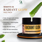 This image shows benifits of using radiant glow face pack by herbstonic for natural beauty.